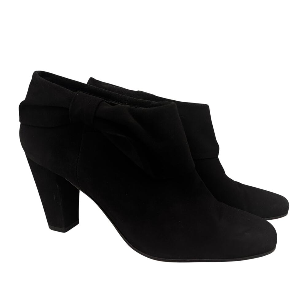 Kate Spade Black Leather Suede Bow Cuff Booties Size 9